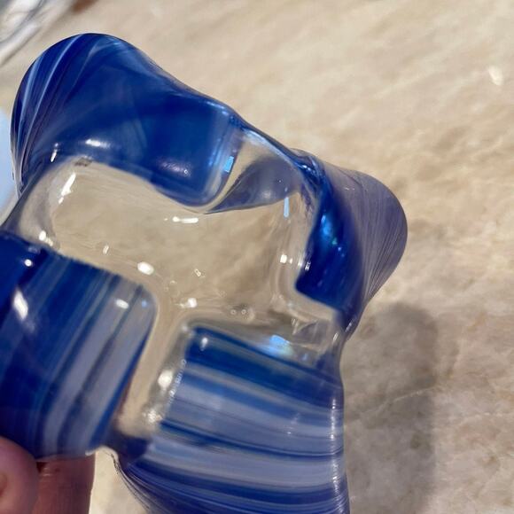 Artglass handkerchief votive candle holder blue - Picture 7 of 7